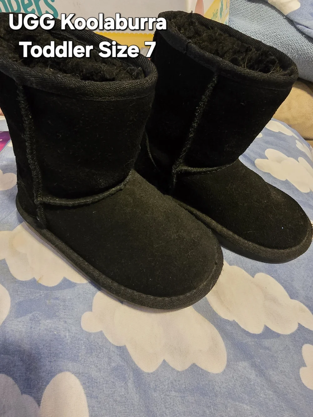 Koolaburra UGG Kids Black Plush-Lined Toddler Boots Size 7